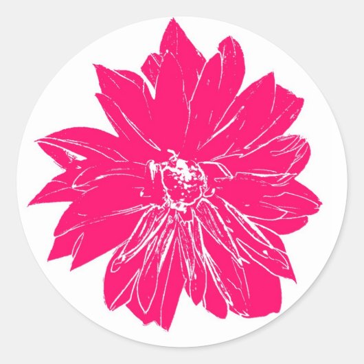 Grote hete roze bloem ronde sticker (Voorkant)