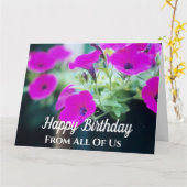 Grote hete roze petunia's verjaardag van ons allem kaart (Gele Bloem)
