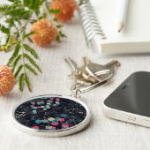 Grote Hexagon Patroon Ronde Sleutelhanger (Zijkant)