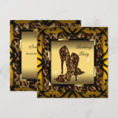 Grote Hiel-schoenen Wilde Gold Leopard Birthday Pa Kaart (Voorkant / Achterkant)