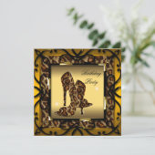 Grote Hiel-schoenen Wilde Gold Leopard Birthday Pa Kaart (Staand voorkant)