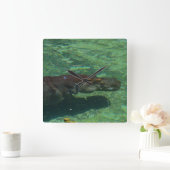 Grote Hippopotamus zwemmen onder water, Vierkante Klok (Huis)