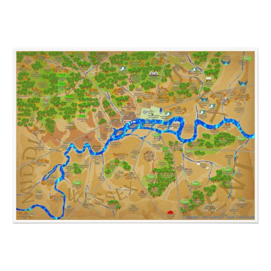 Grote historische kaart van Londen Foto Afdruk (Voorkant)