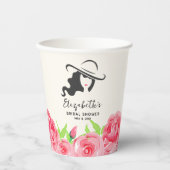 Grote Hoed Dame Rozen Bruidsfeest Papieren Bekers (Voorkant)