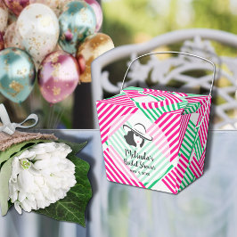 Grote Hoed Derby Dame Hot Roze Groene Strepen 2" Bedankdoosjes