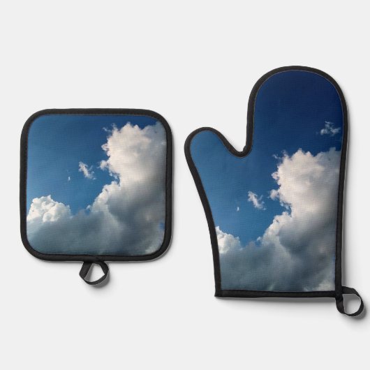 Grote hoek van wolken ovenwant & pannenlap set (Voorkant)