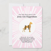 Grote Hond Feest Gouden Zwarte Uitnodiging (Achterkant)