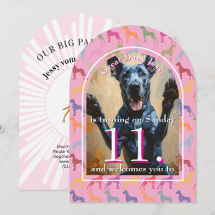 Grote Hond Feest Gouden Zwarte Uitnodiging