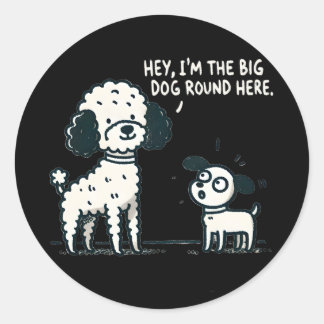 Grote Hond Rond Hier - Poedel Cartoon, Hondenliefh Ronde Sticker