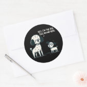 Grote Hond Rond Hier - Poedel Cartoon, Hondenliefh Ronde Sticker (Envelop)