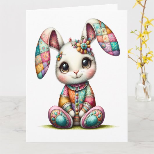 GROTE HONEYBUNNY - Zie achterkant! Kaart (Gele Bloem)