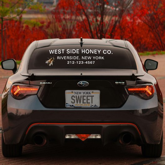 GROTE HONING BUSINESS VINYL RAAM CLING met Bee Raamsticker