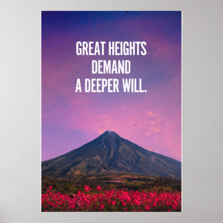 Grote hoogten vragen om een diepere wil. Inspirati Poster