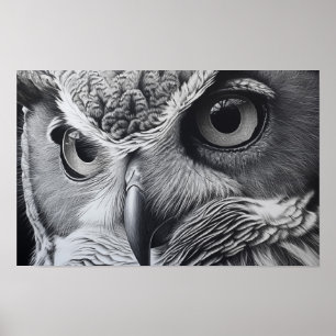 Grote hoornuil gezicht met ogen close-up poster
