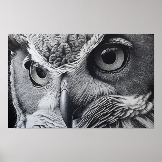Grote hoornuil gezicht met ogen close-up poster (Voorkant)