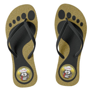 Grote hoornvlies met BBQ in hand en een gouden lij Teenslippers