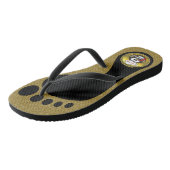 Grote hoornvlies met BBQ in hand en een gouden lij Teenslippers (Schuin)