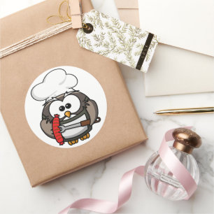 Grote hoornvlies met BBQ in handen Ronde Sticker