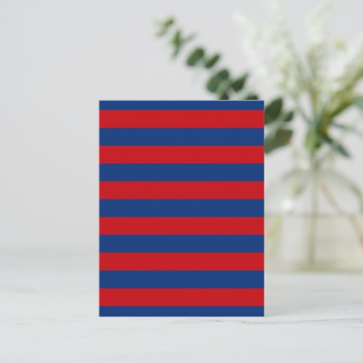 Grote horizontale strepen in rood en blauw briefkaart (Staand voorkant)