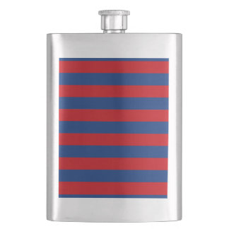 Grote horizontale strepen (rood en blauw) heupfles