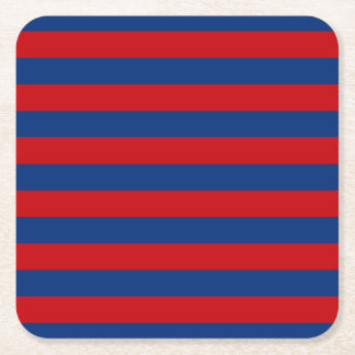 Grote horizontale strepen (rood en blauw) kartonnen onderzetters