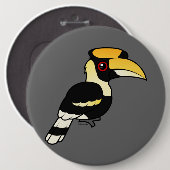 Grote Hornbill Ronde Button 6,0 Cm (Voorkant /achterkant)