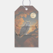 Grote Horned Uil in de herfst Cadeaulabel (Achterkant)