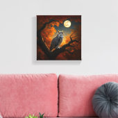 Grote Horned Uil in de herfst Canvas Afdruk (Insitu (Woonkamer))