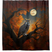 Grote Horned Uil in de herfst Douchegordijn (Voorkant)