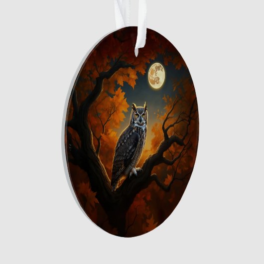 Grote Horned Uil in de herfst Ornament (voorkant)