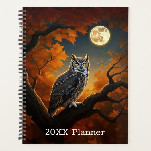 Grote Horned Uil in de herfst Planner (Voorkant)