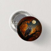 Grote Horned Uil in de herfst Ronde Button 3,2 Cm (Voorkant /achterkant)