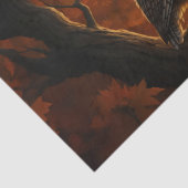 Grote Horned Uil in de herfst Tissuepapier (Detail)