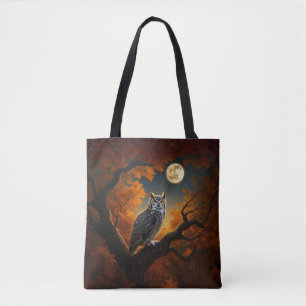Grote Horned Uil in de herfst Tote Bag