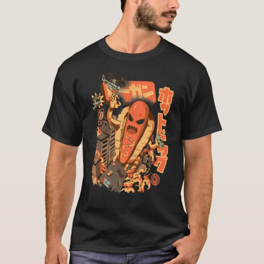 Grote Hot Dog Kaiju Japanse Kunst T-shirt (Voorkant)
