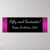 Grote hotroze verjaardagsfeestbanner poster (Voorkant)