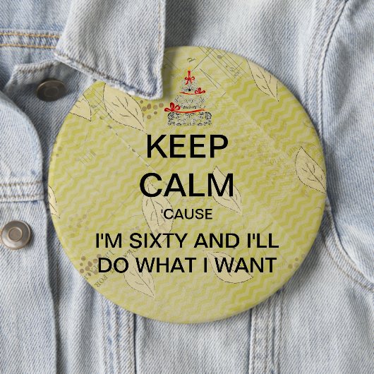 Grote houdbare kalm 60e verjaardag Button (In situ)