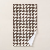 Grote Houndstooth Patroon Donker Bruin en Wit Bad Handdoek (Handdoek)