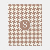 Grote Houndstooth Patroon Mocha Mousse en wit Fleece Deken (Voorkant)
