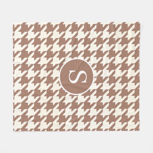 Grote Houndstooth Patroon Mocha Mousse en wit Fleece Deken (Voorkant (Horizontaal))