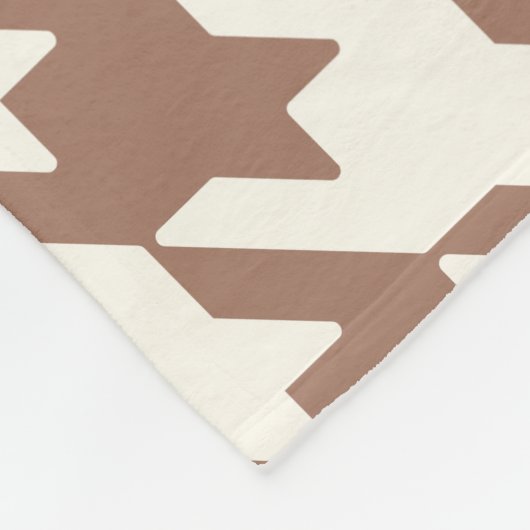 Grote Houndstooth Patroon Mocha Mousse en wit Fleece Deken (Hoek)