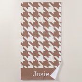Grote Houndstooth Patroon Mocha Mousse Strandlaken (Voorkant)