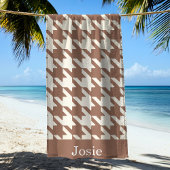 Grote Houndstooth Patroon Mocha Mousse Strandlaken