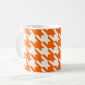 Grote Houndstooth Patroon Sinaasappel Juice en Wit Koffiemok (Voorkant links)