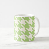 Grote Houndstooth Patroon Wijze Groen en Wit Koffiemok (Voorkant rechts)