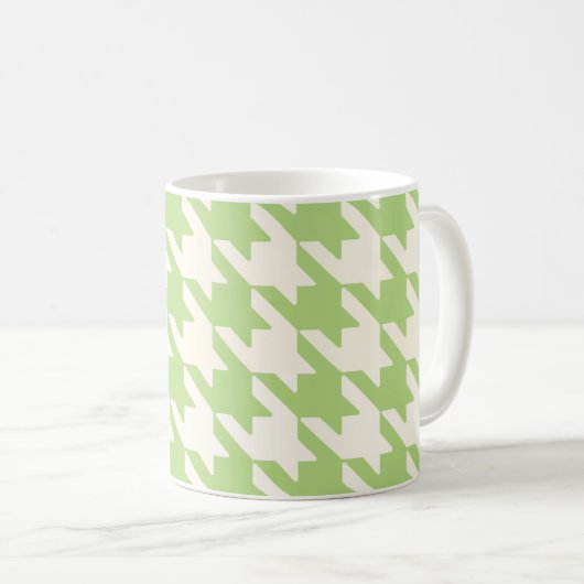 Grote Houndstooth Patroon Wijze Groen en Wit Koffiemok (Voorkant rechts)