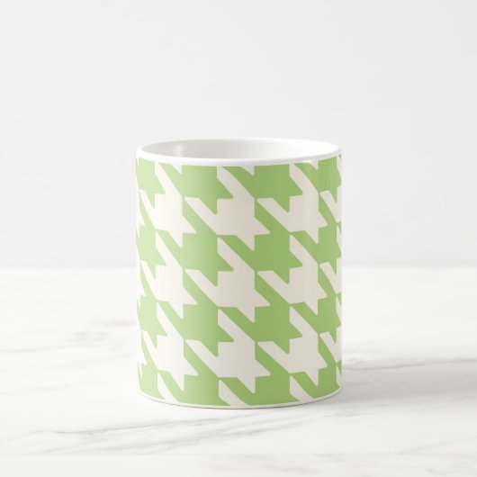 Grote Houndstooth Patroon Wijze Groen en Wit Koffiemok (Center)
