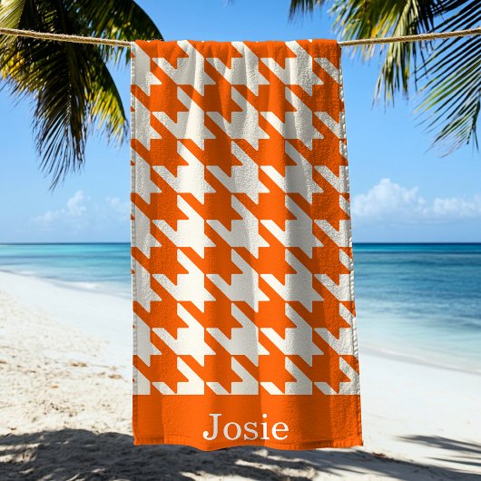 Grote Houndstooth Pattern Sinaasappel Juice Strandlaken