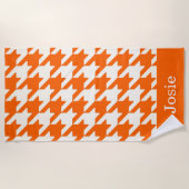 Grote Houndstooth Pattern Sinaasappel Juice Strandlaken (Voorkant)