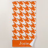 Grote Houndstooth Pattern Sinaasappel Juice Strandlaken (Voorkant)